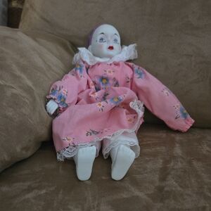 Pink Floral Porcelain Doll